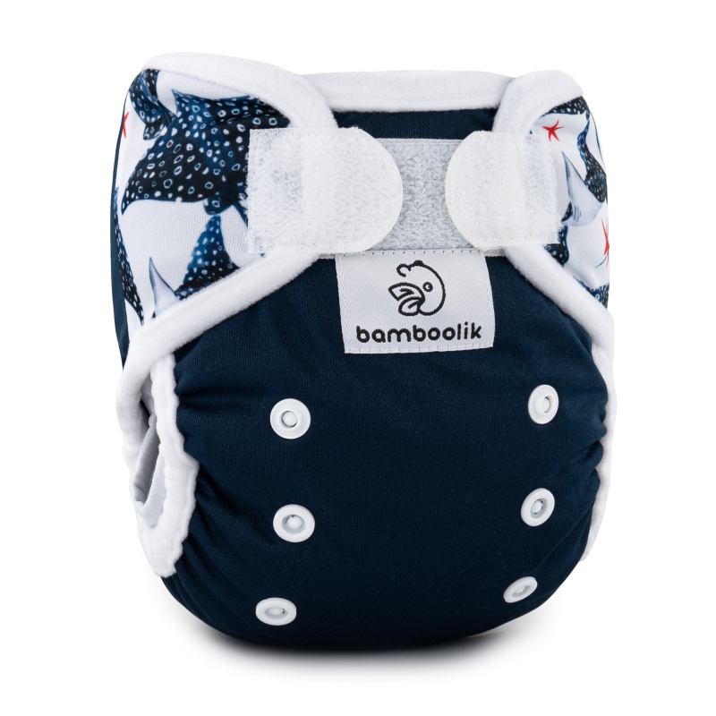 Diaper Cover Duo - inverse, Dark Blue + Ramp Fish - Bamboolik